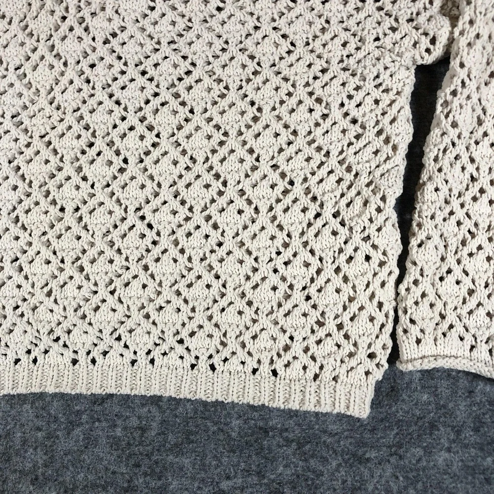 Artelier Nicole Miller Sweater‎ Womens Large Cream Open Knit Crochet